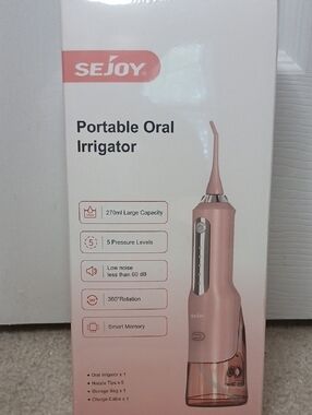 Sejoy Pink Cordless Water Flosser, Dental Oral Irrigator 270mL Tank